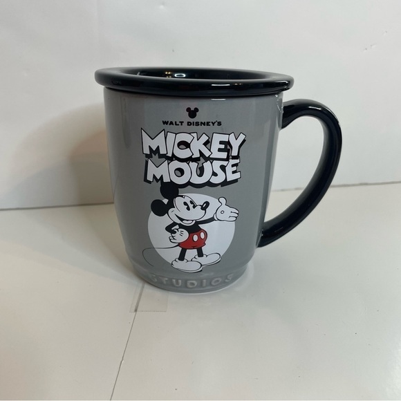 Walt Disney Studios Gray Ceramic Minnie & Mickey Mouse Coffee Tea Mug & Coaster - Picture 1 of 8